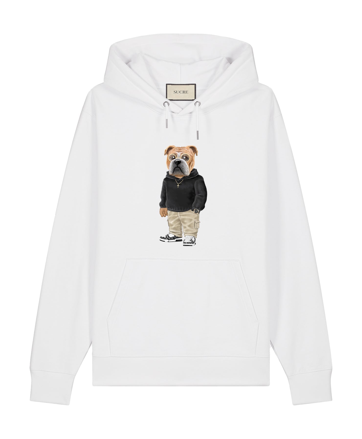 English Bulldog Hoodie White