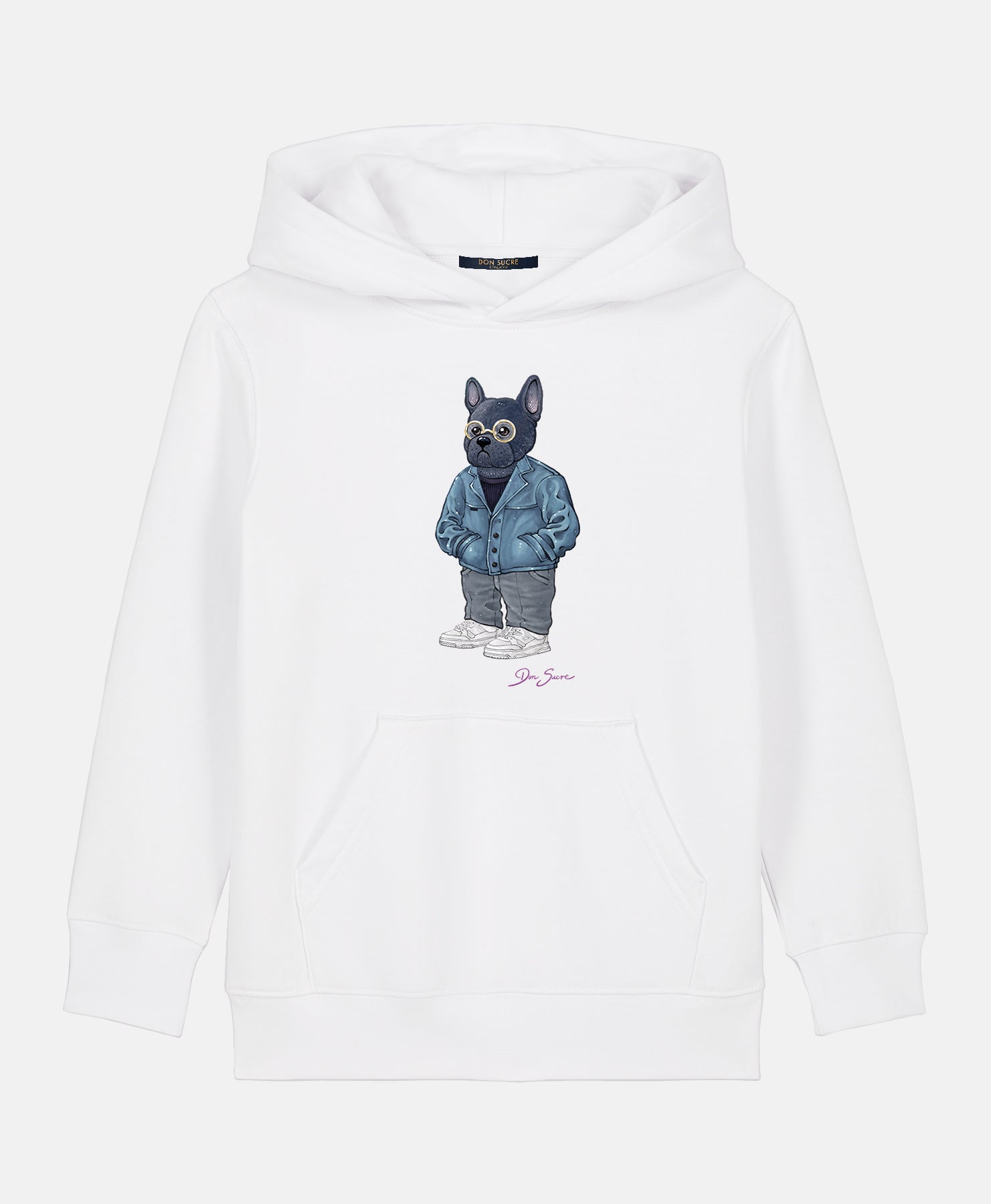 French Bulldog Hoodie Kids White