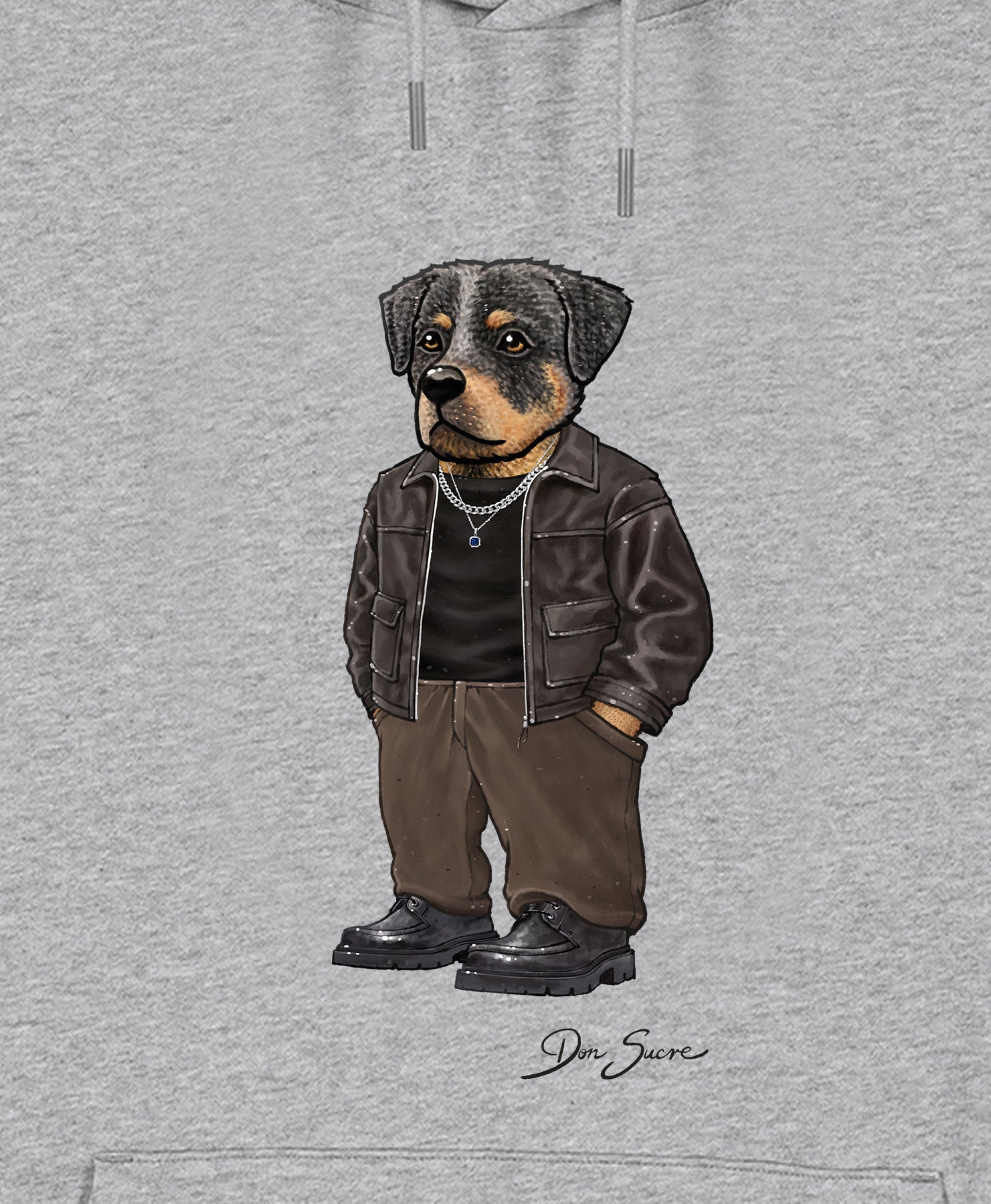 Rottweiler Hoodie Heather Grey