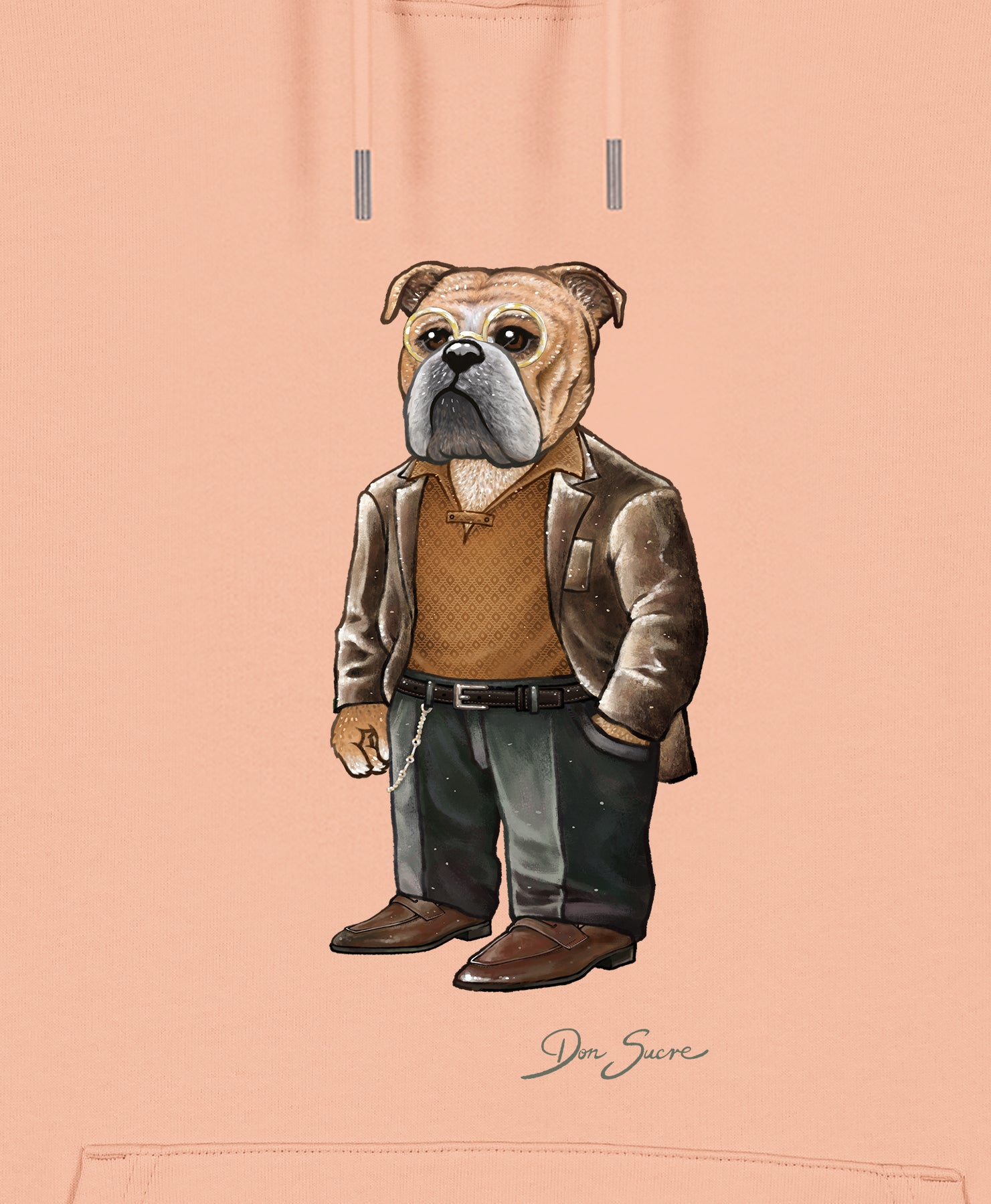 English Bulldog Hoodie Fraiche Peche